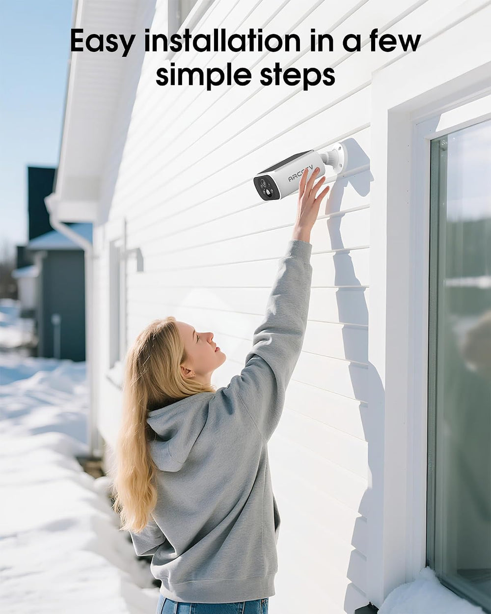 ARCCTV Solar Security Camera Outdoor Wireless with Built-in Solar Panel