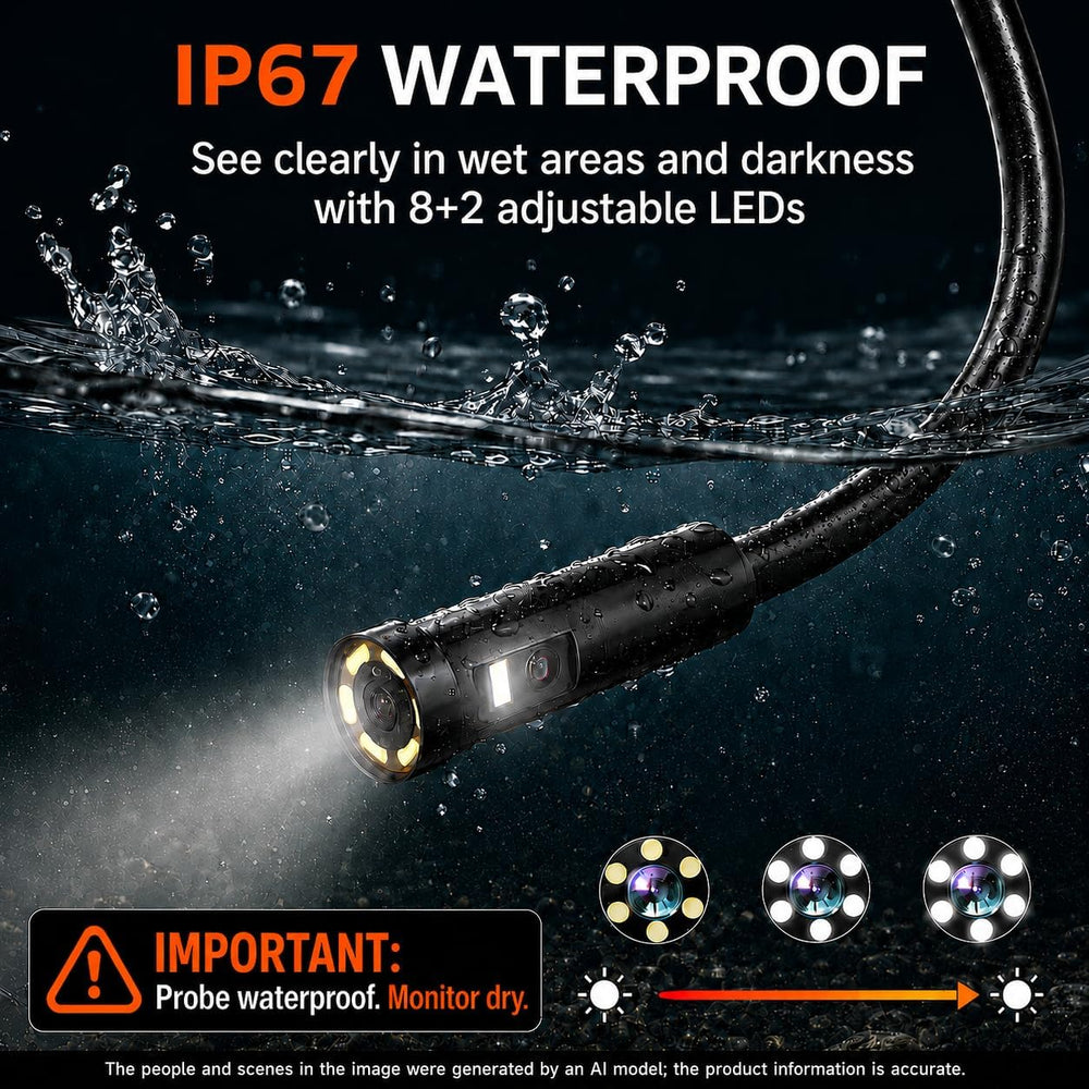 Triple Lens 5" IPS Borescope Inspection Camera, Ginocaco 1080P Digital V...