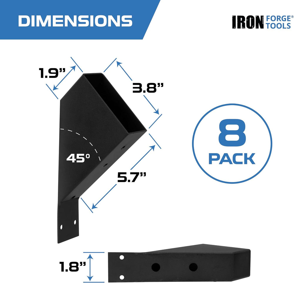 Iron Forge Tools Pergola Brackets, 2x4 Corner Kit, 8 Pack, Powder Coated