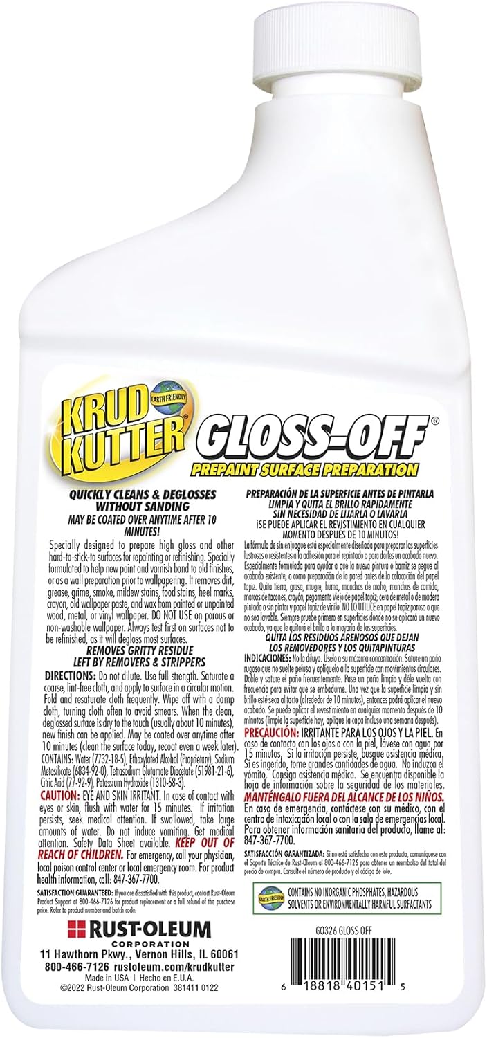 Krud Kutter GO326-6PK Gloss Off Prepaint Surface Preparation Cleaner, 32 oz, ...