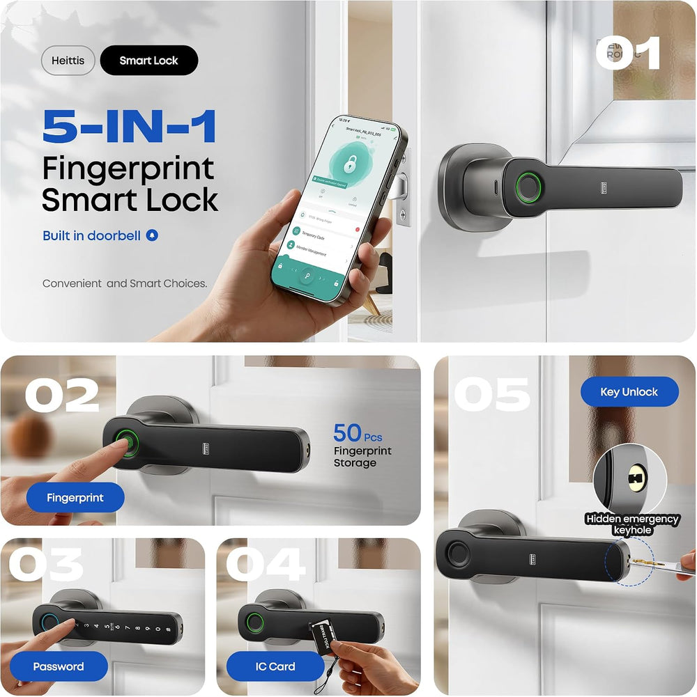 Keyless Entry Door Lock with Keypad, Smart Electronic Door Knob for Bedroom