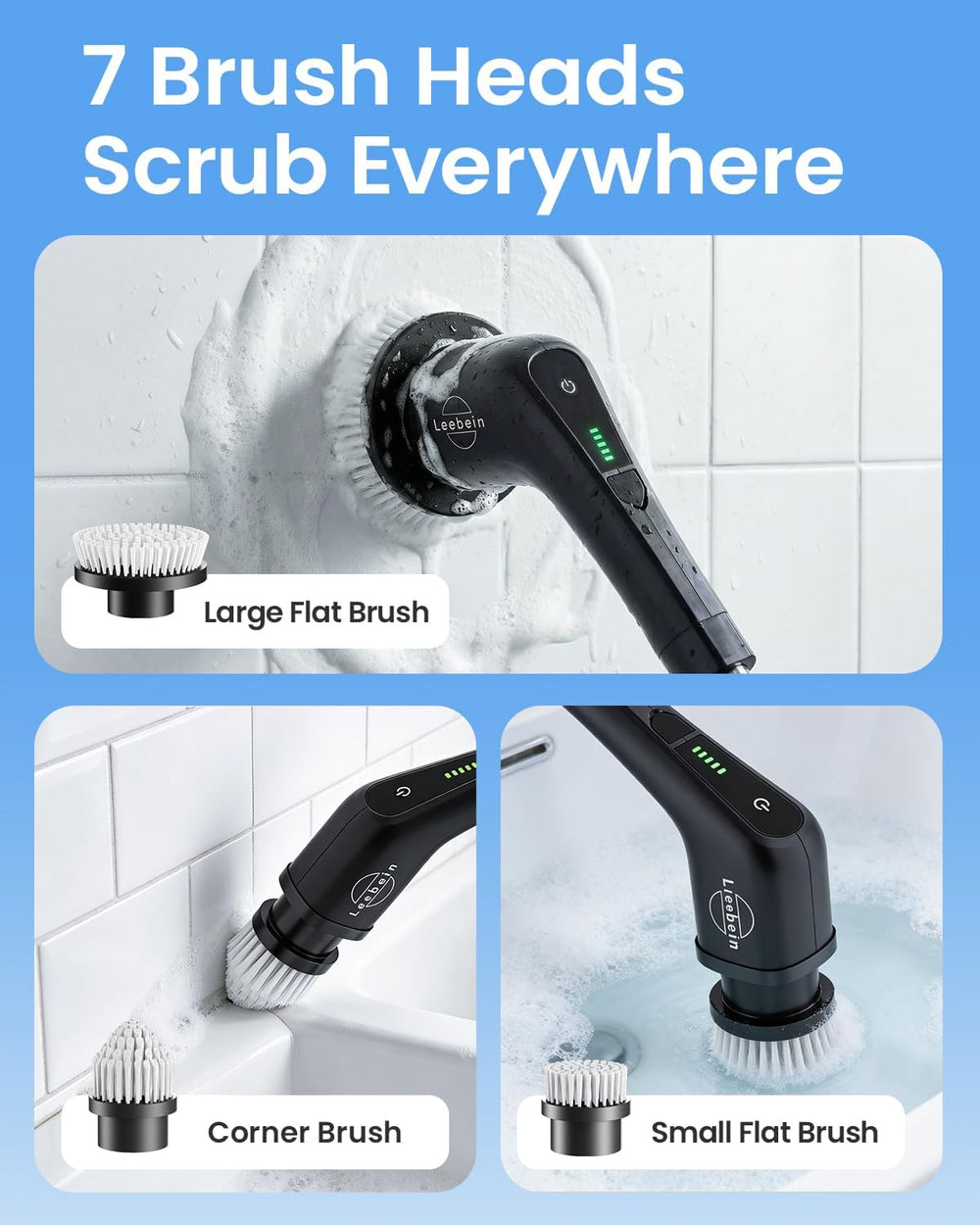 Electric Spin Scrubber, Cordless Cleaning Brush for Bathroom, Home