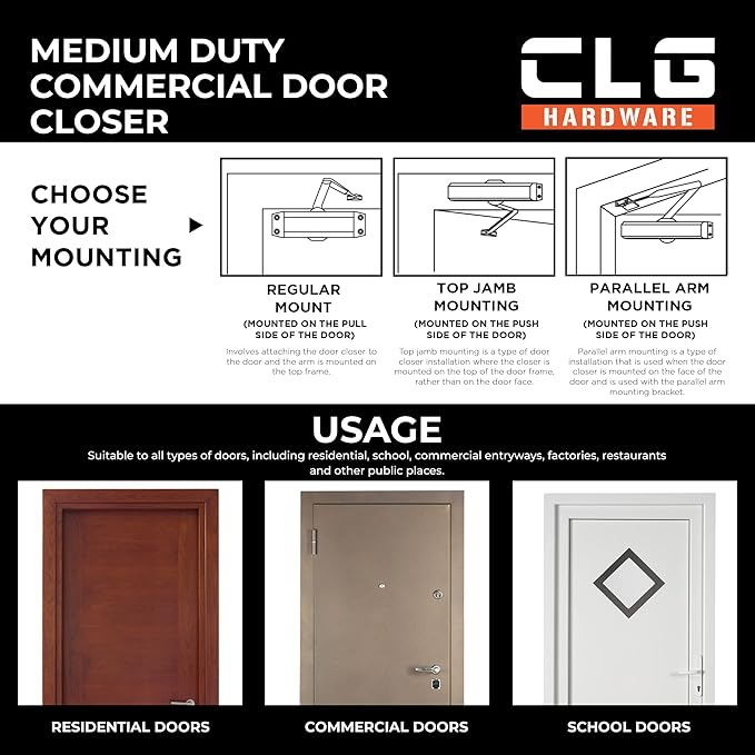 CLG HARDWARE DC6003 Medium Duty Commercial Door Closer