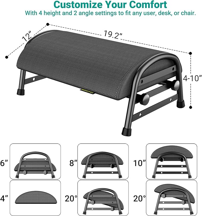 YEASHEIN Adjustable Foot Rest for Under Desk at Work, Ergonomic Under Desk
