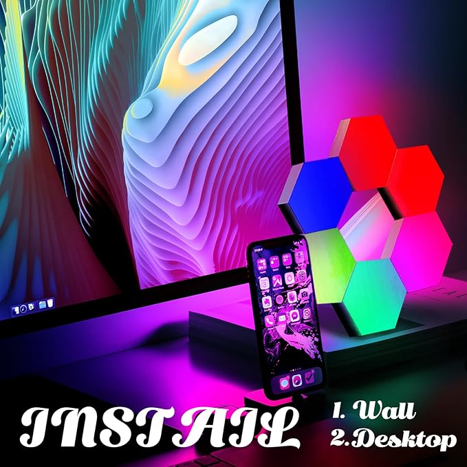 ODISTAR Remote Control Hexagon Wall Light, Smart Wall-Mounted Touch-Sensitive...