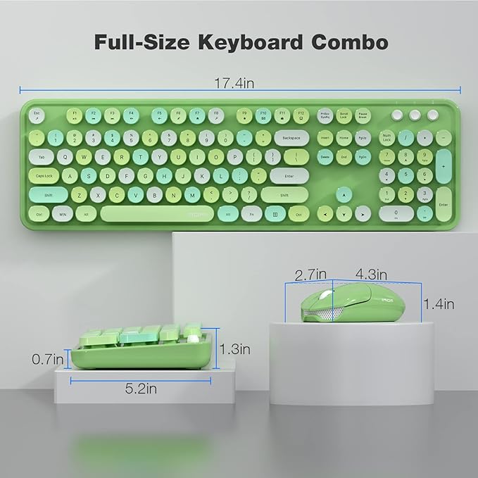 MOFII Wireless Keyboard and Mouse Combo, 2.4GHz Retro Full Size Typewriter