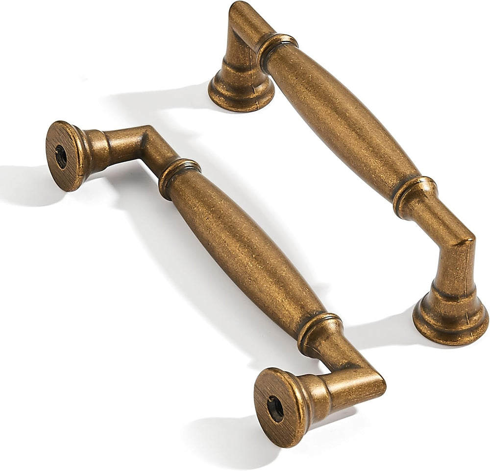 10 Pack 4 Inch Hole Center Vintage Antique Brass Cabinet pulls Solid Heavy Du...