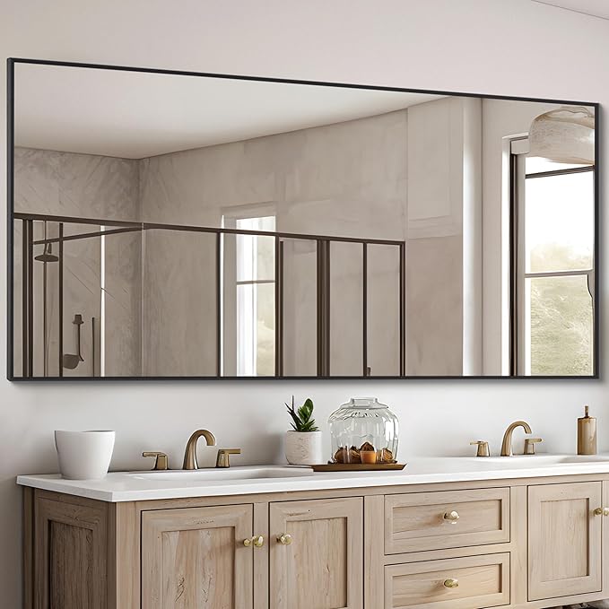Black Bathroom Mirror for Wall, 30x60 Inch Rectangle Mirrors