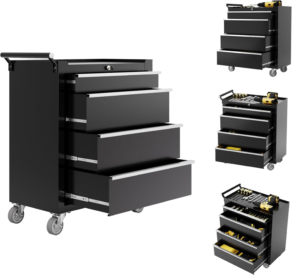 Rolling Tool Chest, 4-Drawer Tool Storage Cabinet, Tool Box with Wheels, Lock...