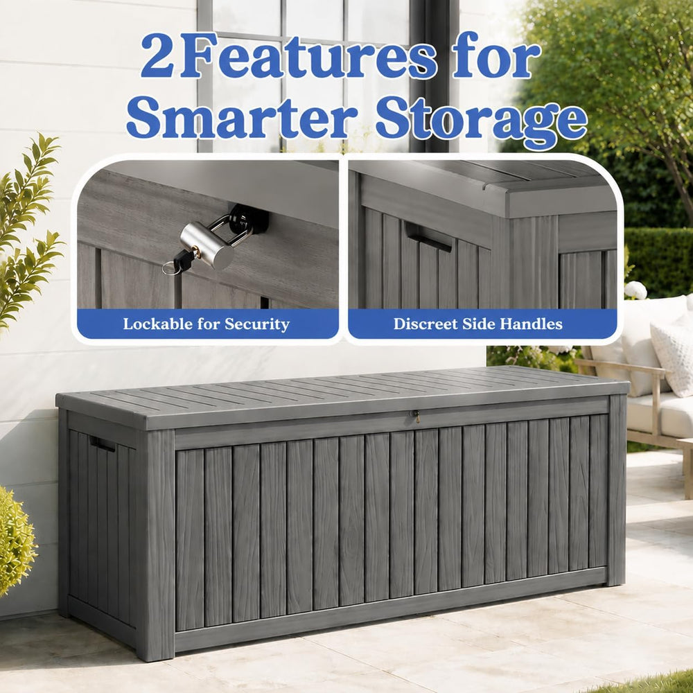 Outdoor Deck Storage Box,Waterproof,Grey,220 Gallon
