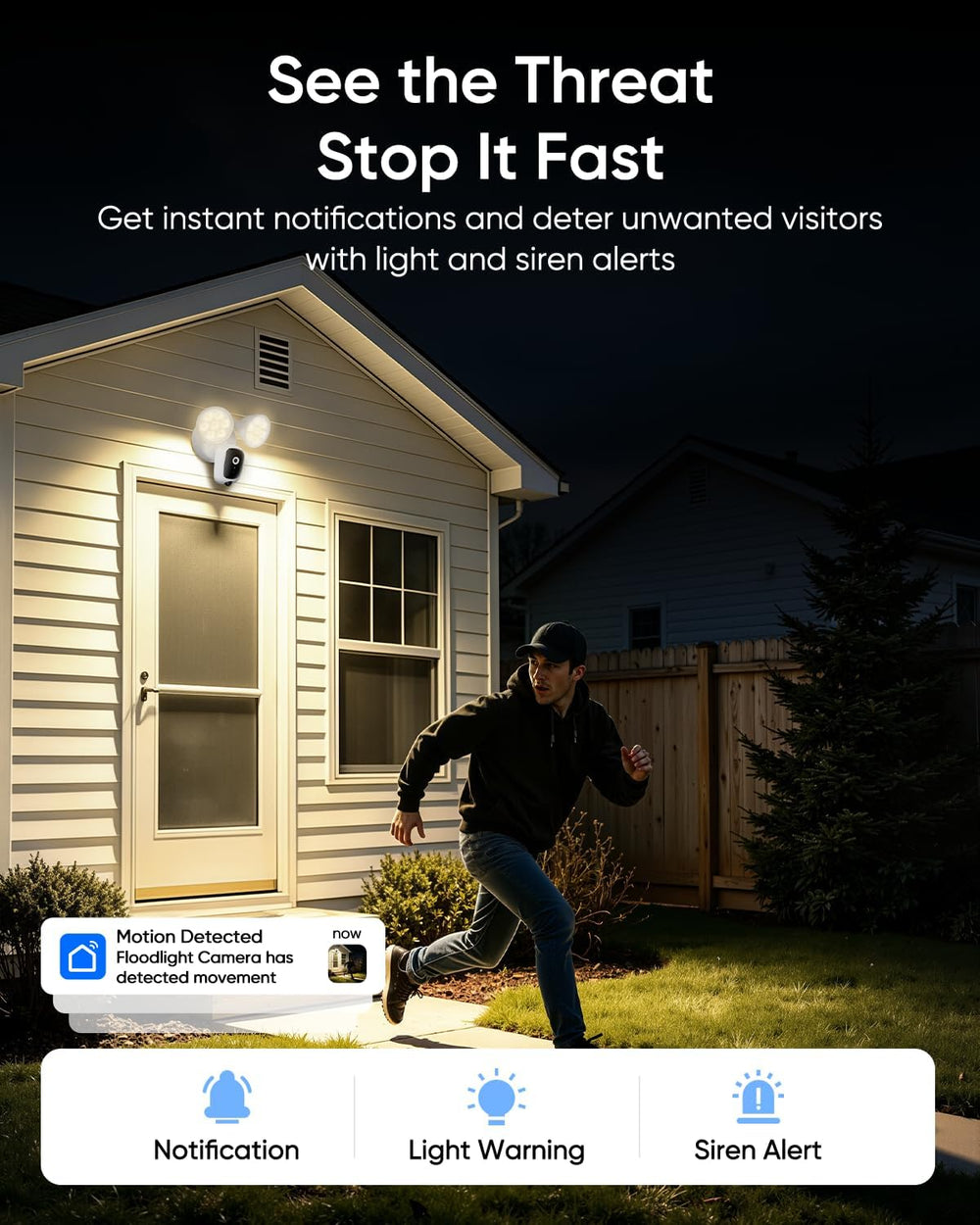 2K Floodlight Camera, 3000K Hardwired Smart Security Camera Outdoor