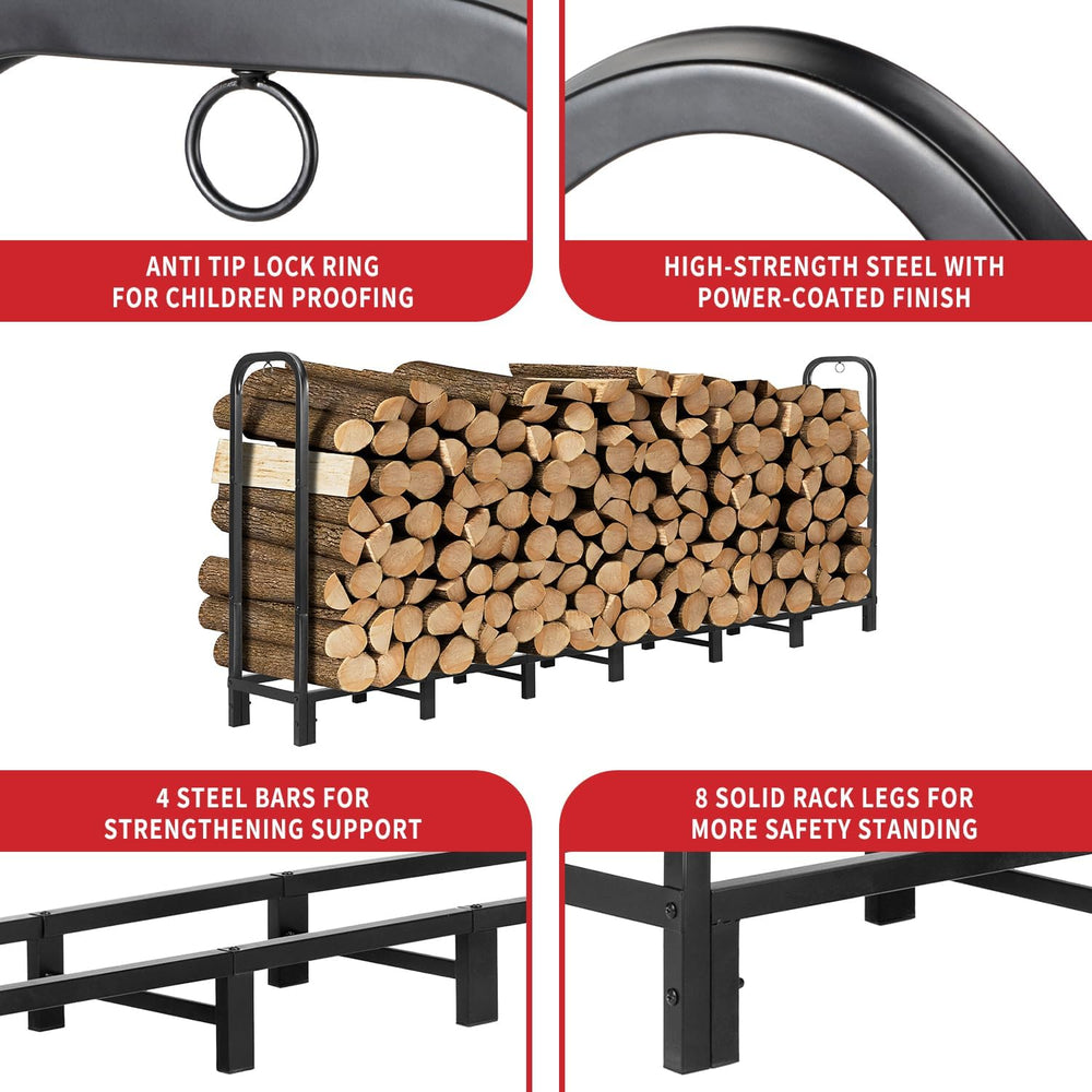 Kendane 8FT Firewood Rack Outdoor with Cover