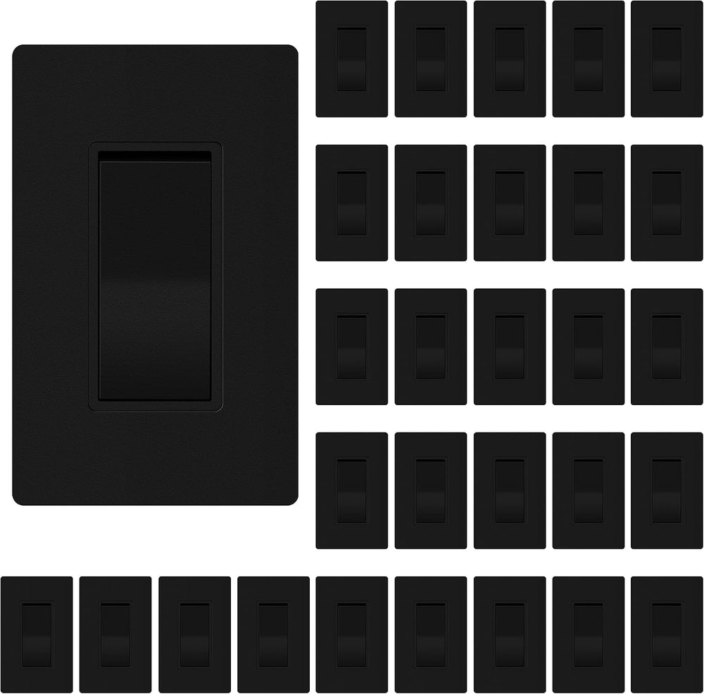 ThunderWay Matte Black 3 Way Decorative Light Switch (30 Pack)