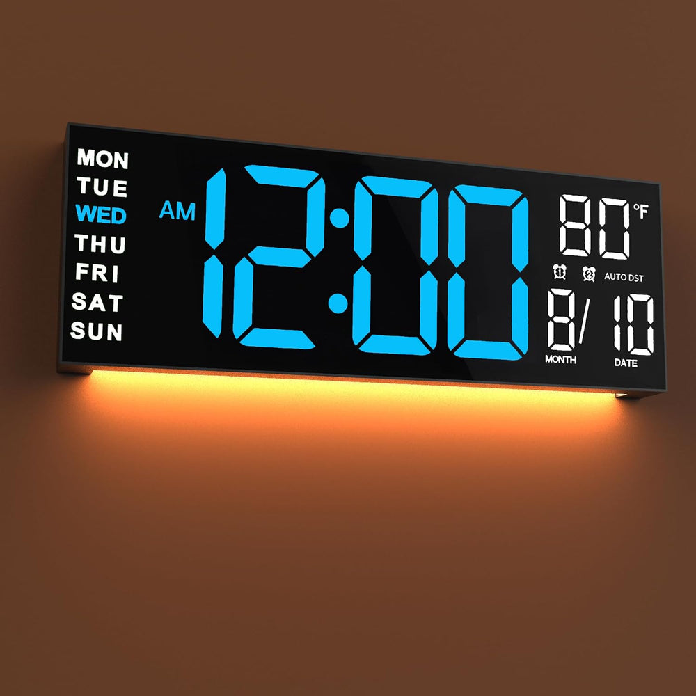JALL 16" Large Digital Wall Mount Clock, Count Down Timer, Big LED, RGB ...