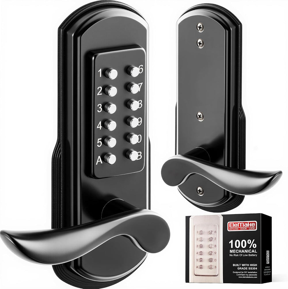Mechanical Keyless Entry Combination Door Lock with Keypad, Black | Left