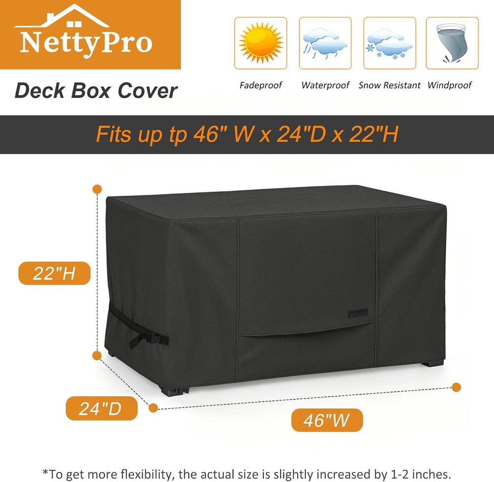 NettyPro Deck Box Cover Outdoor Waterproof Storage Bench Cover for Rectangula...