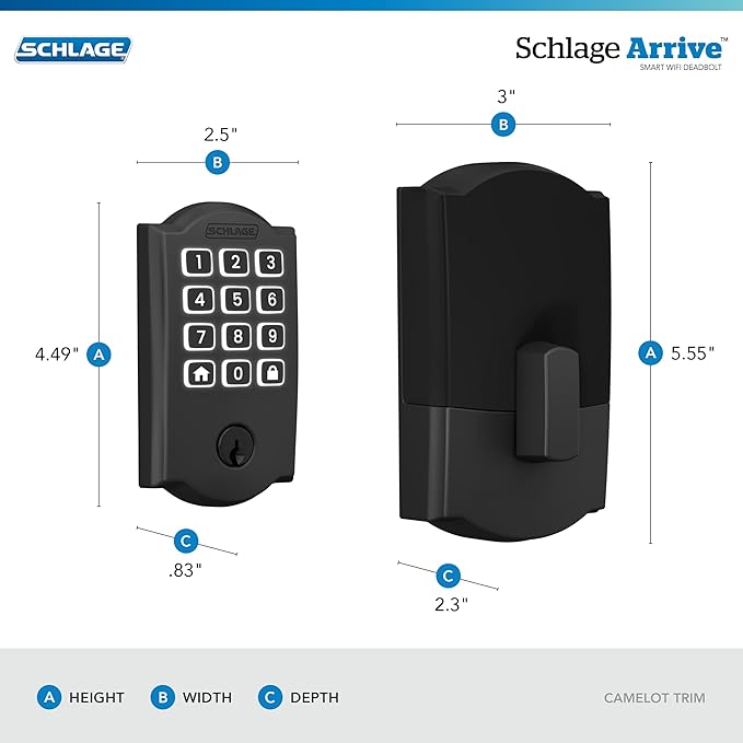 Schlage Arrive WiFi Deadbolt Smart Lock, Keyless Entry Door Lock