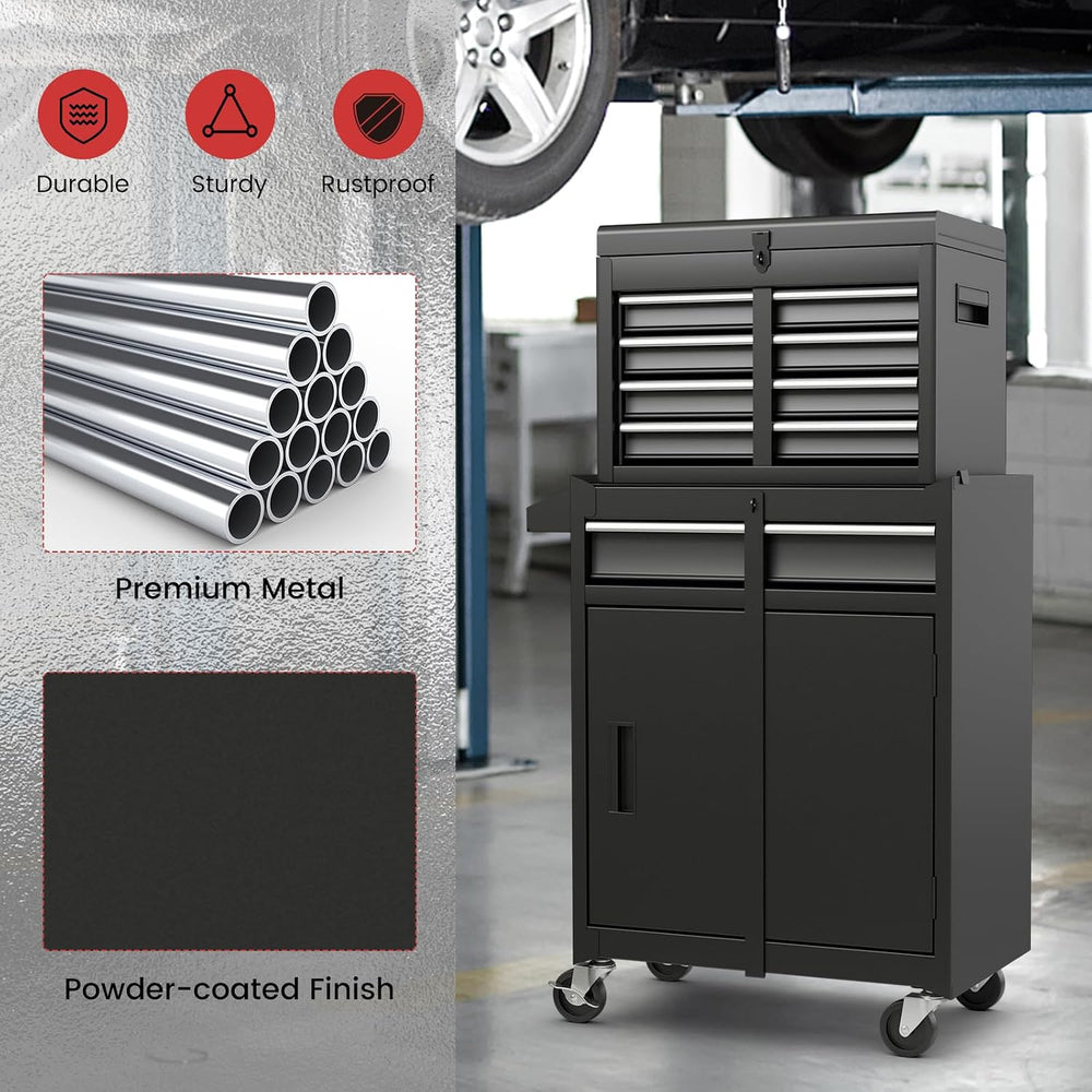 TANGZON Rolling Tool Chest Combo, Heavy Duty Lockable Tool Cabinet with Wheel...