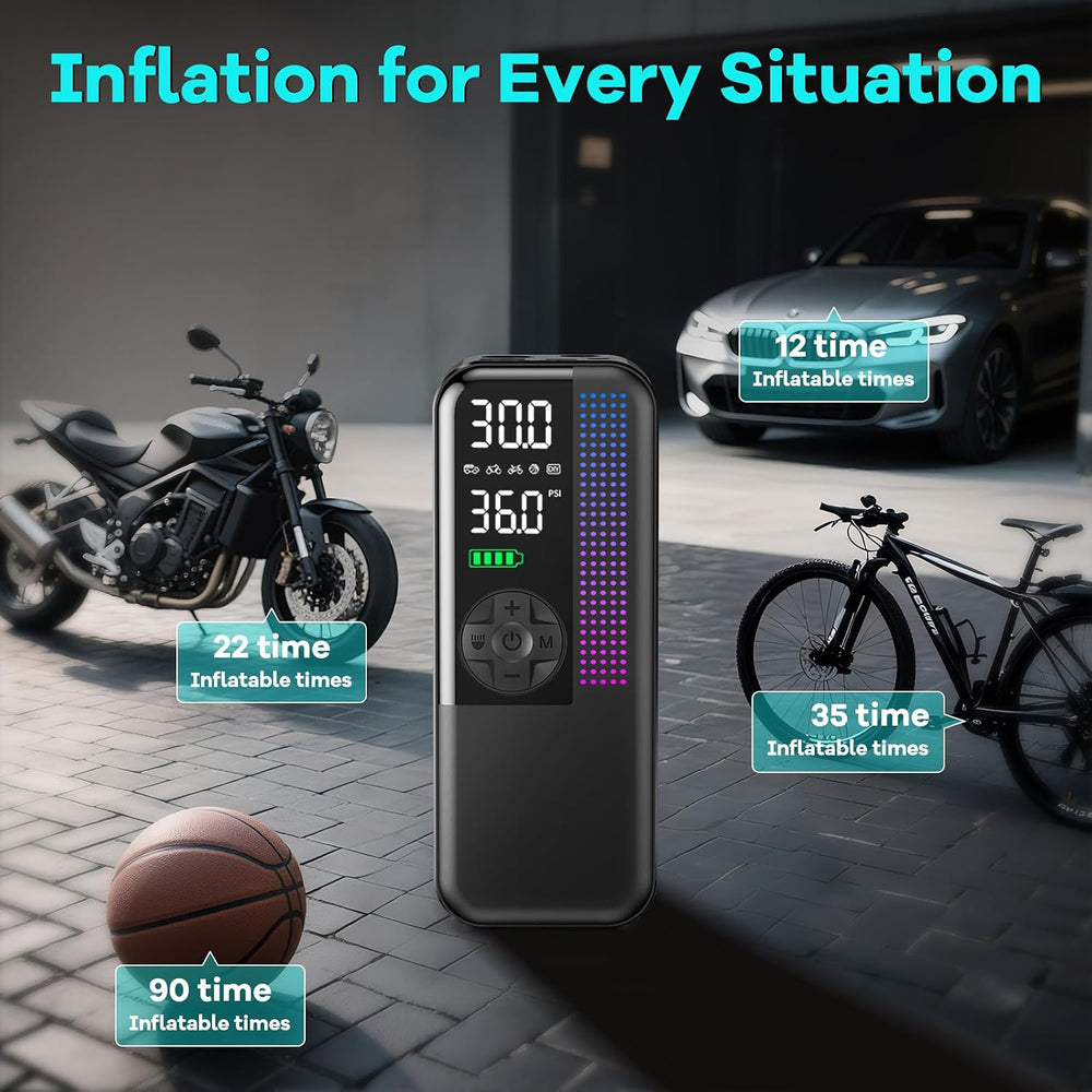 Tire Inflator Portable Air Compressor, Cordless Bike Pump, Auto-Off