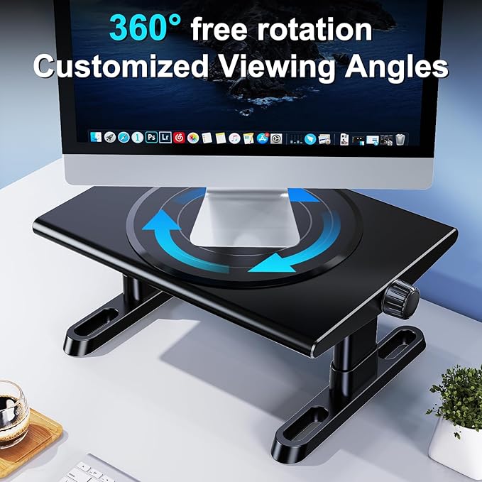 NIFBANG Monitor Stand Riser for Desk, 360°Rotation Freely Height Adjustable by
