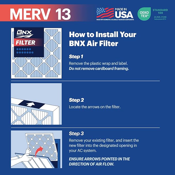 BNX TruFilter 14x24x1 Air Filter MERV 13 (12 Pack)