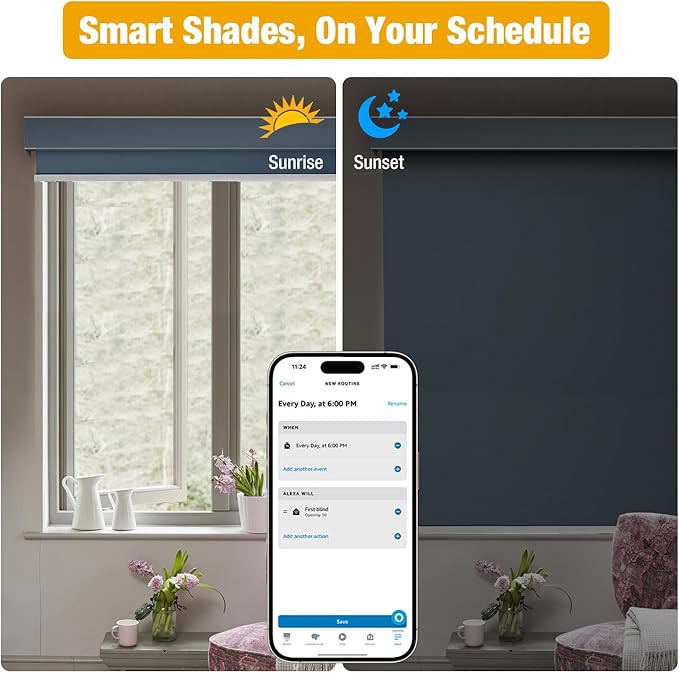AM25 Zigbee Smart Blinds Motor for 1.5" Shade Tube, Type-C Rechargeable ...