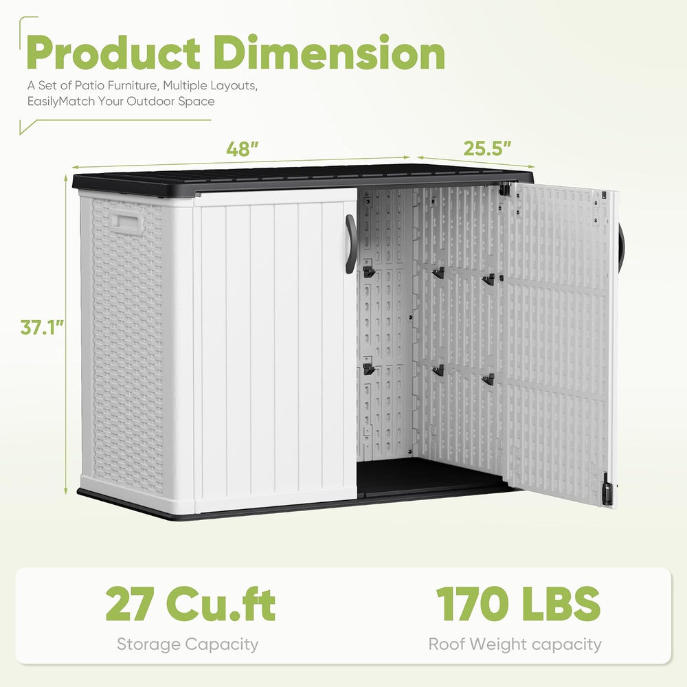 Devoko Outdoor Storage Cabinet 26 Cu Ft with Lockable Doors, Horizontal Stora...