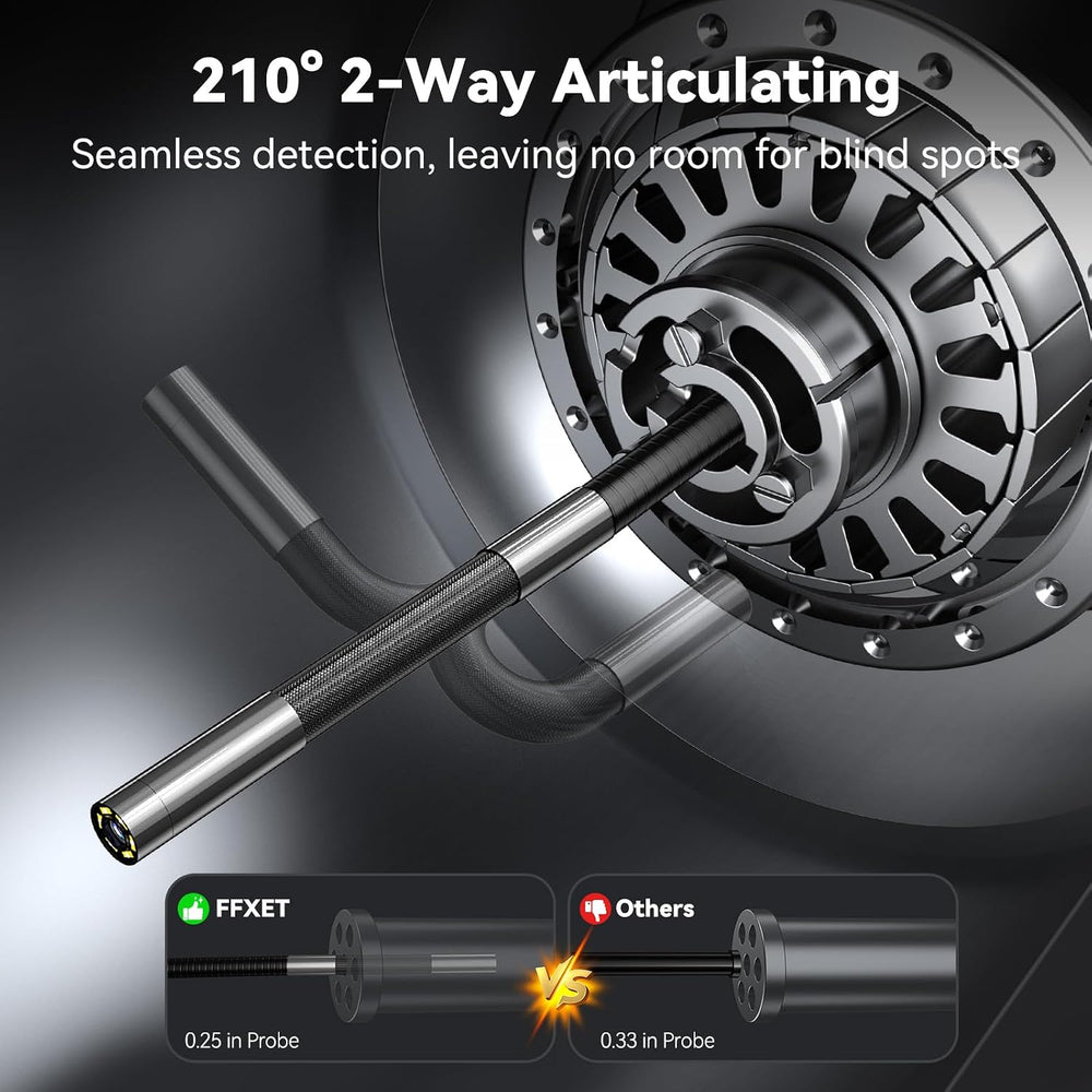 Two-Way 210° Articulating Borescope, 4.3" 1080P Endoscope Camera with Light