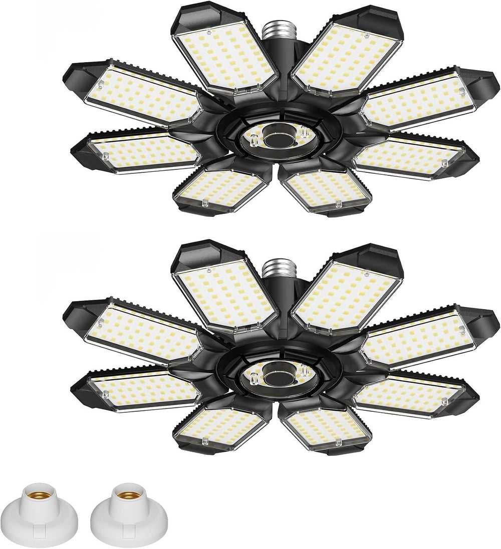ryoza Motion Sensor Garage Lights 2 Pack, 25000LM Motion Activated Shop Light