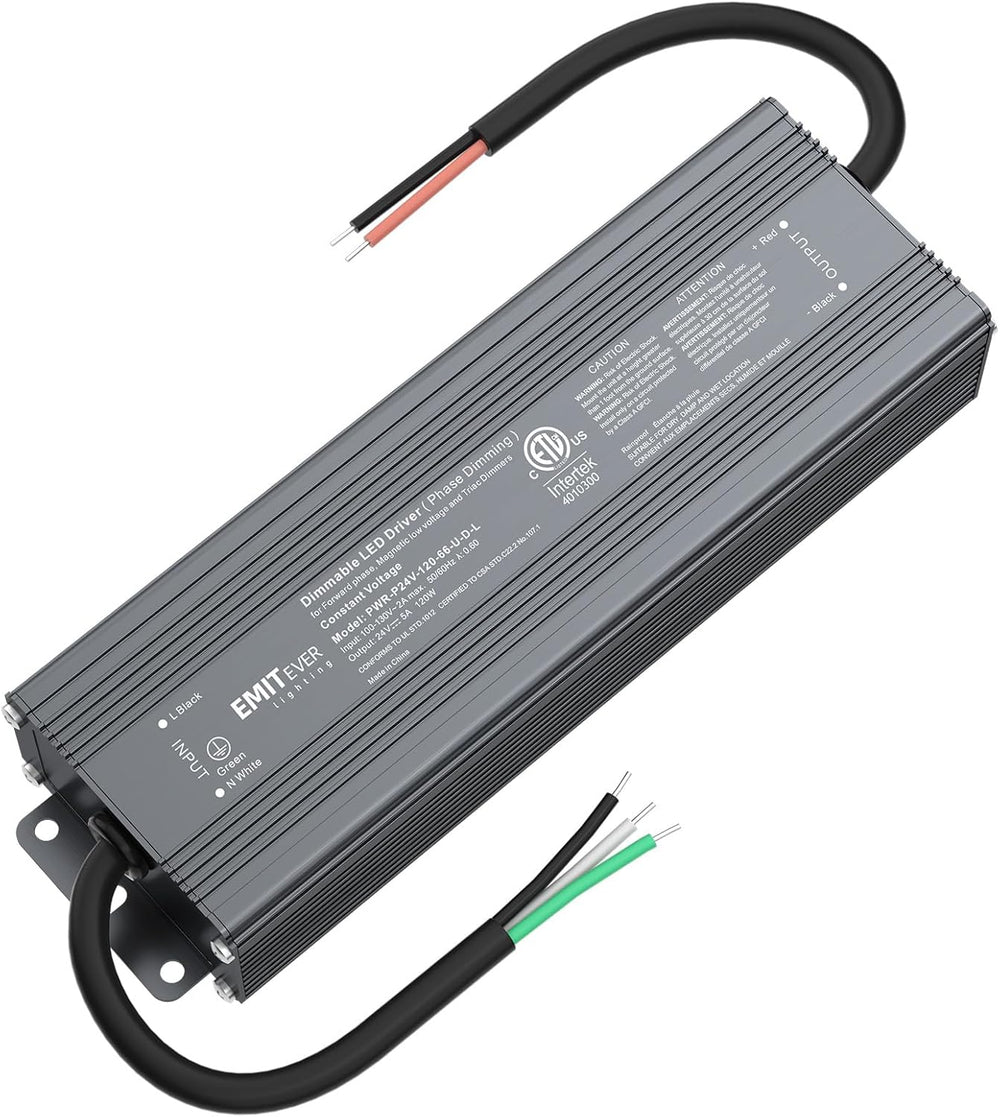 EMITEVER 120W Triac Dimmable LED Driver, Power Supply, AC 120V to DC 24V
