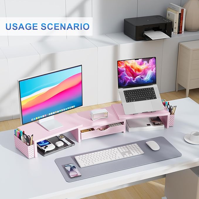 gianotter Dual Monitor Stand Riser, Desk Organizer