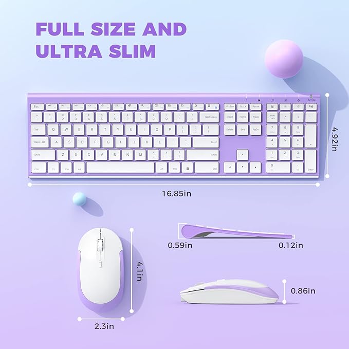 Wireless Keyboard and Mouse, Vssoplor 2.4GHz Rechargeable Compact Quiet