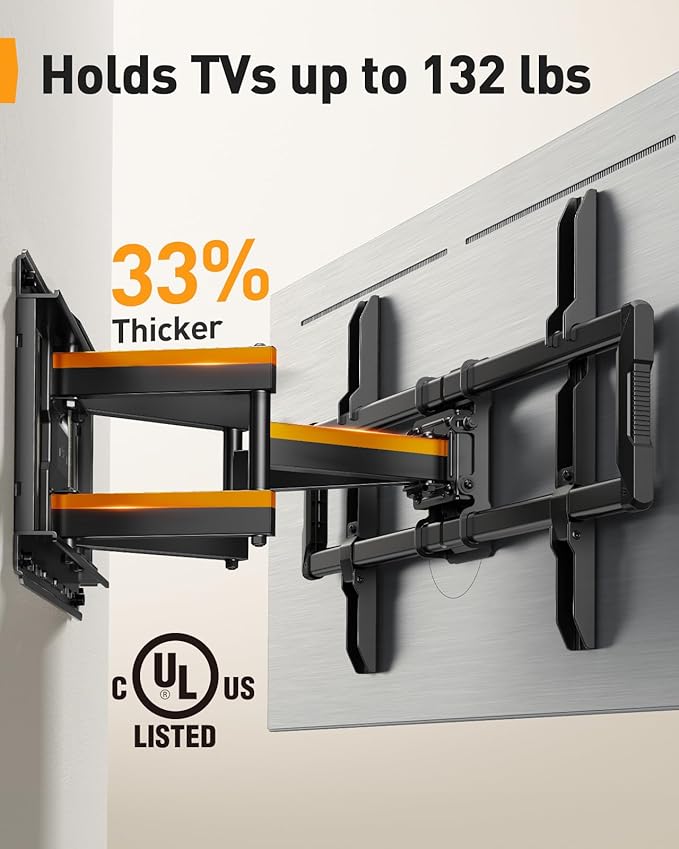 Perlegear UL-Listed Full Motion TV Wall Mount