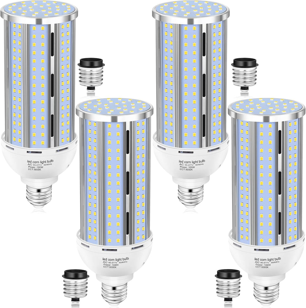XYCN 4 Pack 100W Corn LED Light Bulb Fanless, 5000K Daylight E26/E39 Large