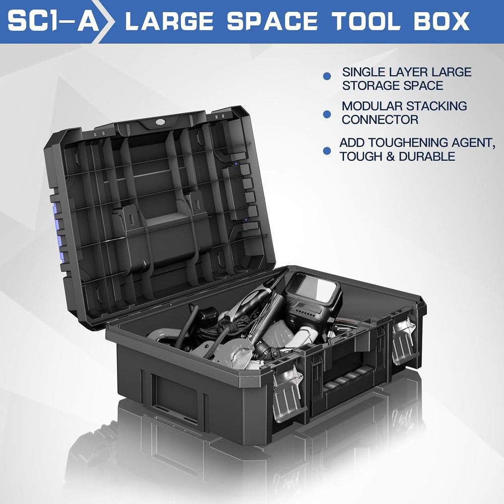 AIRAJ 4 Tier Stackable Rolling Tool Box with Wheels, 18” Tool Box Organizer