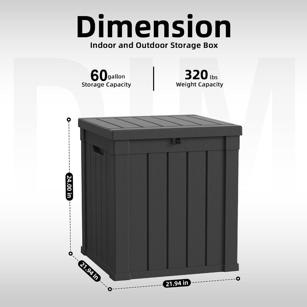 ROJIK 60 Gal Waterproof Deck Box, Weatherproof Outdoor Storage Box, Black