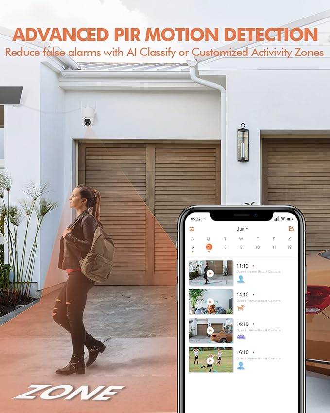 Dzees Solar Security Cameras Wireless Outdoor, 2K Battery Powered Security
