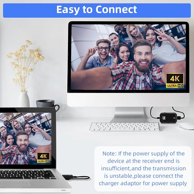 sunmeg Wireless HDMI Transmitter and Receiver 4K Decode 1080P Output Plug &