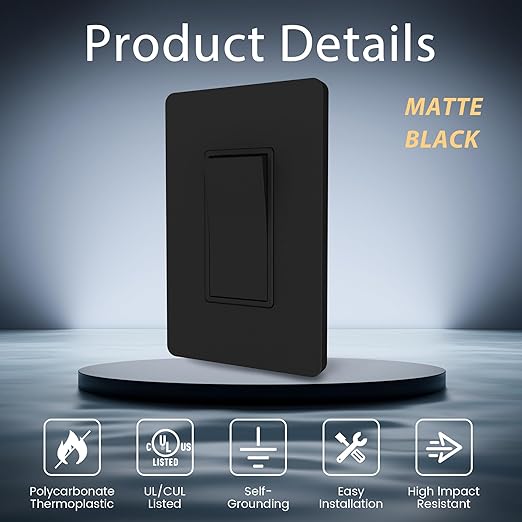 ThunderWay Matte Black 3 Way Decorative Light Switch (20 Pack)