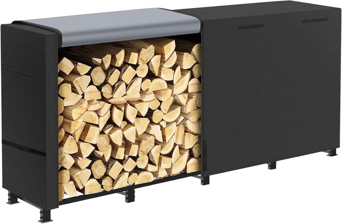 8ft Firewood Rack Outdoor with Waterproof Widened Cover