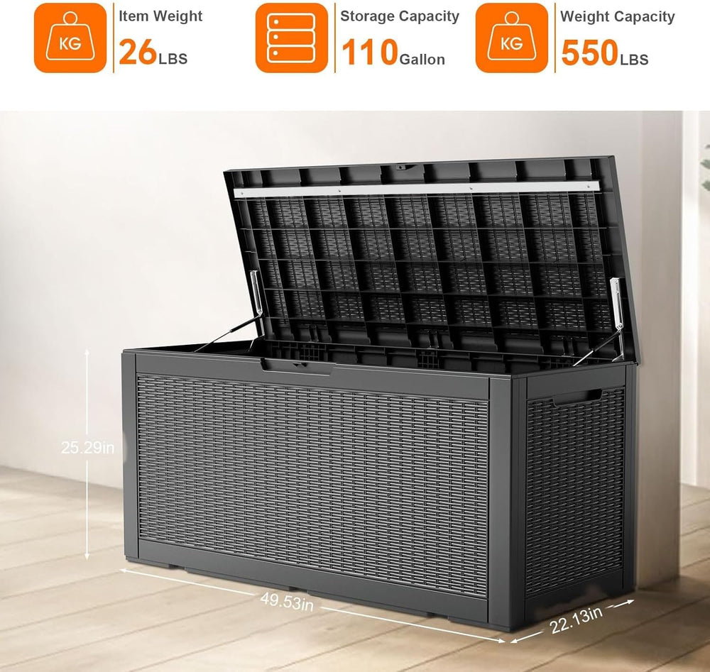 ROJIK Outdoor Storage Housing Deck Box - Waterproof Patio Furniture, Garden T...