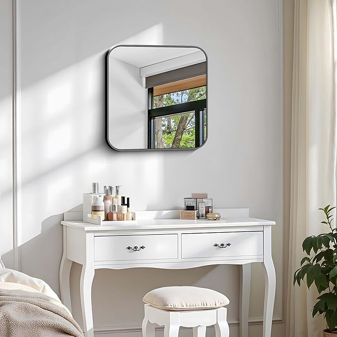 Black Bathroom Mirror, 18 x 18 inch Square Mirrors