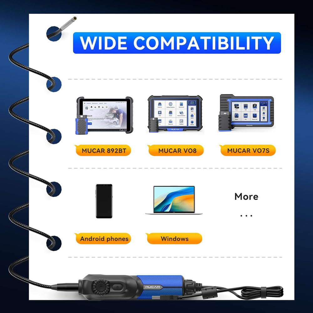 MUCAR E021 USB Endoscope Borescope, Compatible with PC and MUCAR Scanners