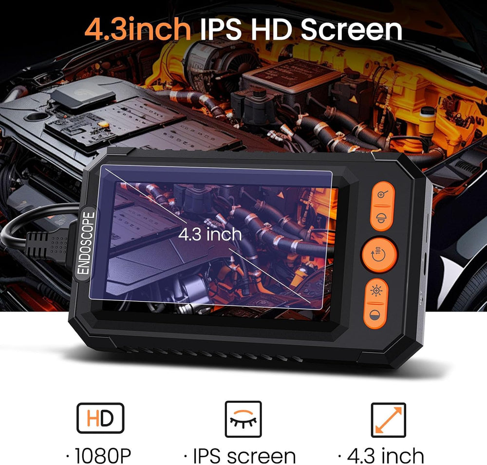 BlueSwan Endoscope Camera with Light 4.3" IPS 1080P Borescope