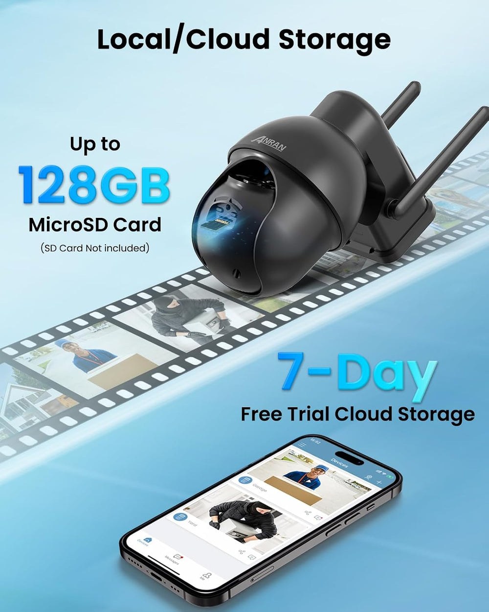 ANRAN Solar Security Cameras Wireless Outdoor 2K WiFi Camera for Home
