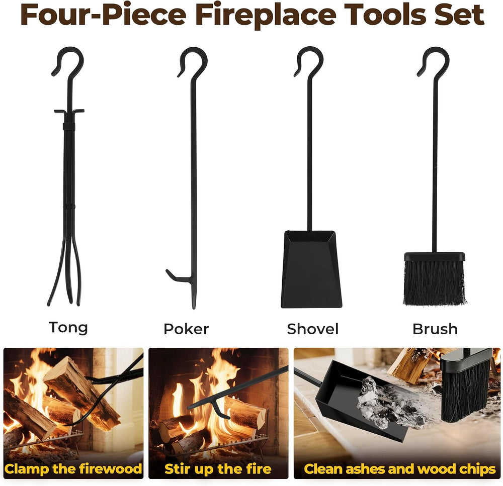 AMAGABELI GARDEN & HOME 32in Large Firewood Rack Fireplace Tools Set Wood...