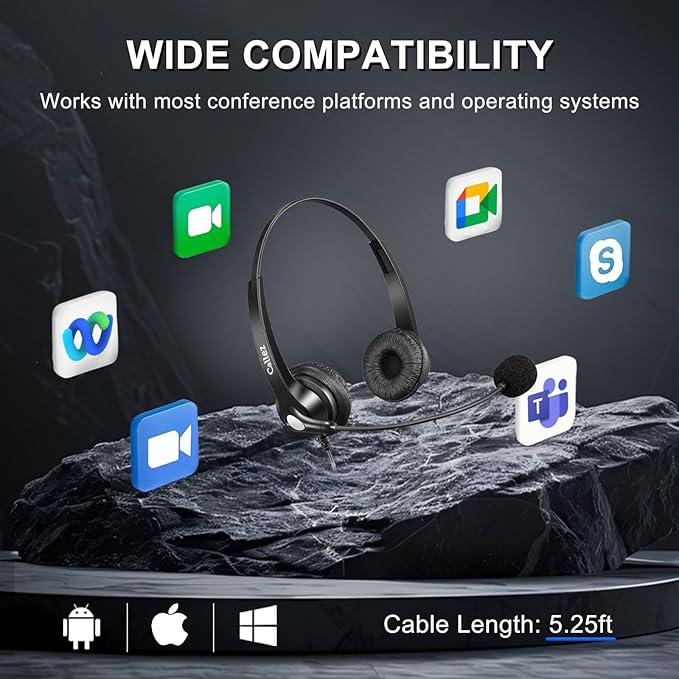 Callez Wired Computer Headset, 3.5mm/USB-C Headset