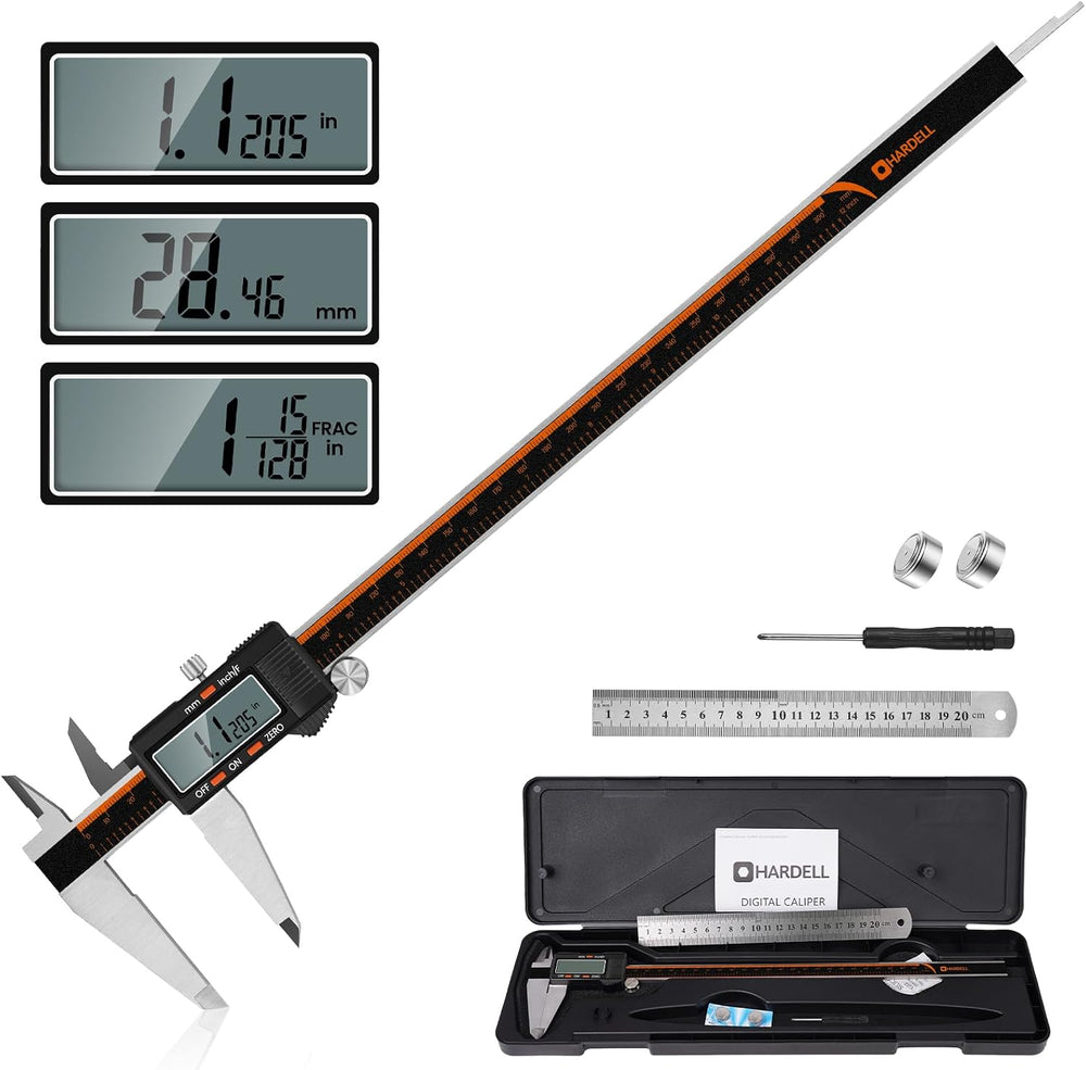 HARDELL Digital Caliper 12 Inch, Stainless Steel Caliper Measuring Tool