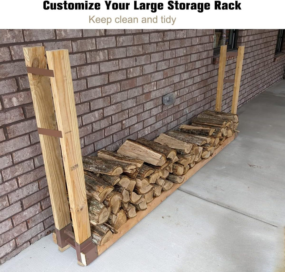 Outdoor Firewood Rack Bracket Kit for 2x4 lumber, Brown, 1 Pair