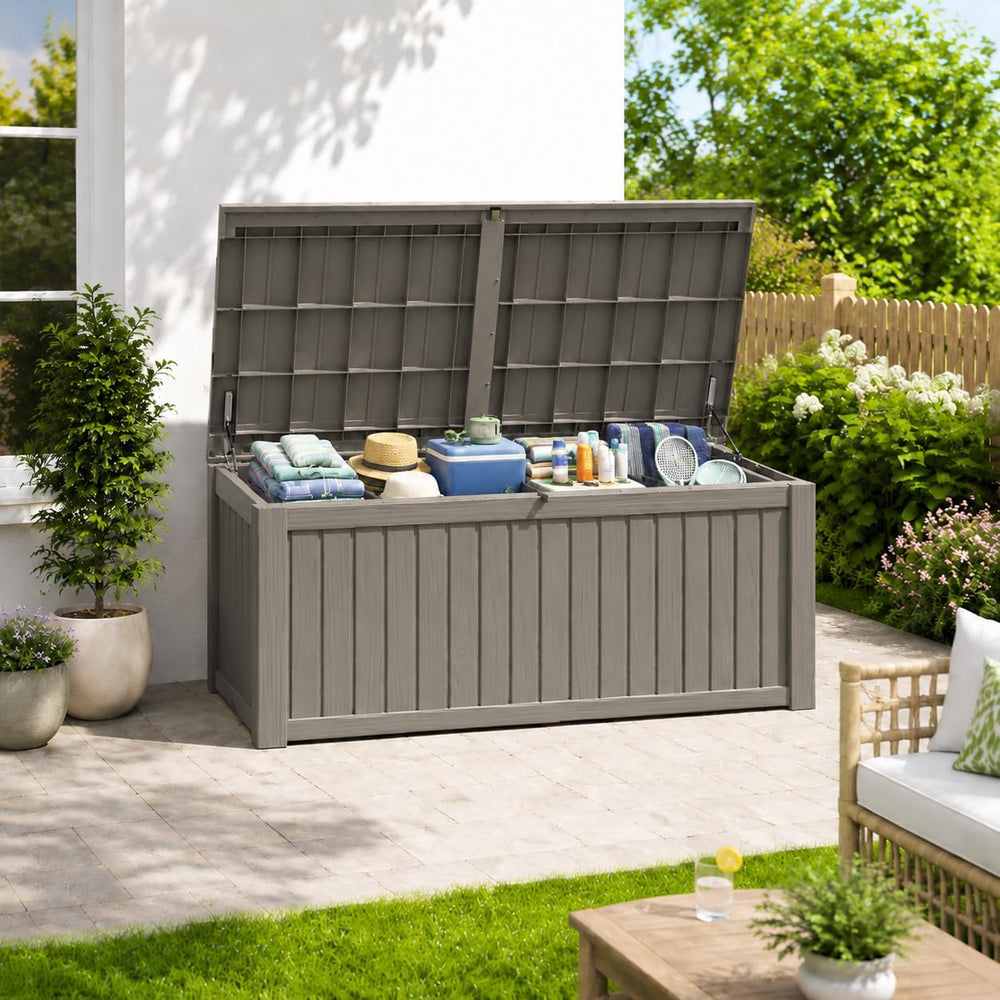 Outdoor Deck Storage Box,Waterproof,Grey,220 Gallon